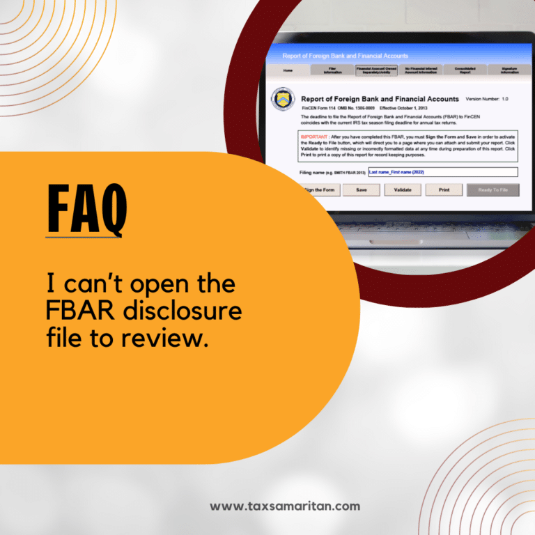 I can’t open the FBAR disclosure file to review.